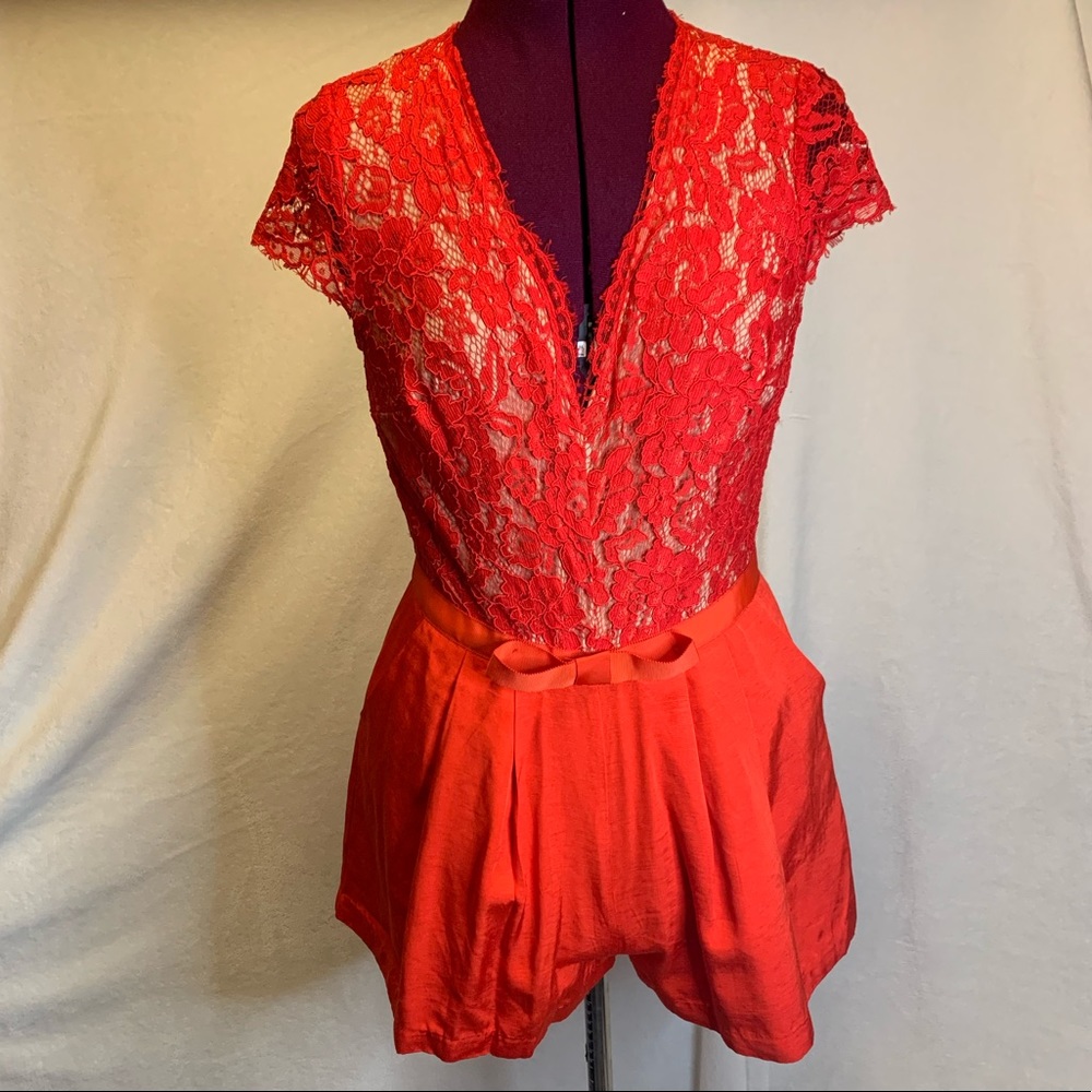 Red lace romper size 8
